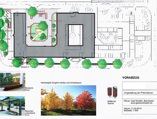 Entwurf einer Grünfläche für ein Büro