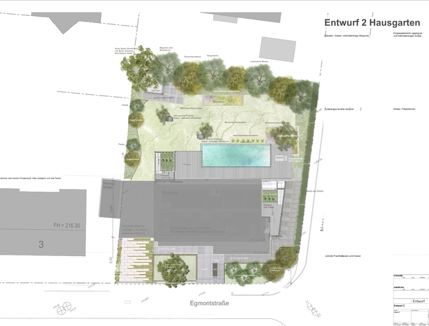 Zweiter Entwurfsplan für einen modernen Garten in Bad Soden